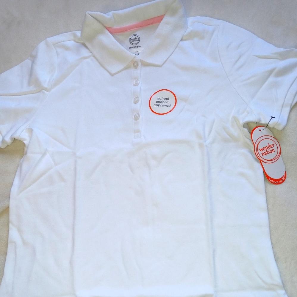Wondernation Girls White Uniform Shirt Sz XL NWT